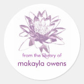 Lavendel Waterlelie Boekplaten Ronde Sticker (Voorkant)