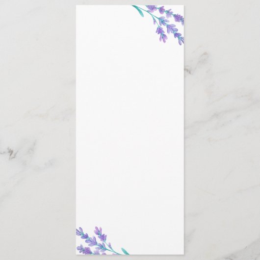 Lavendel Waterverf Bloem Bruiloftsmenu Kaart (Achterkant)
