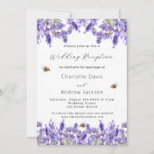Lavendel waterverf bloemen bruiloft receptie kaart (Voorkant)