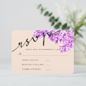 Lavendel Waterverf Bloemen Bruiloft RSVP Modern Kaartje (Staand voorkant)