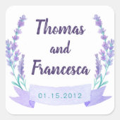 Lavendel Waterverf Bloemen Bruiloft Sticker (Voorkant)