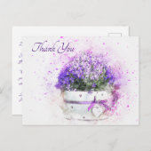  Lavendel Waterverf Bloemen Dank u Briefkaart (Voorkant / Achterkant)