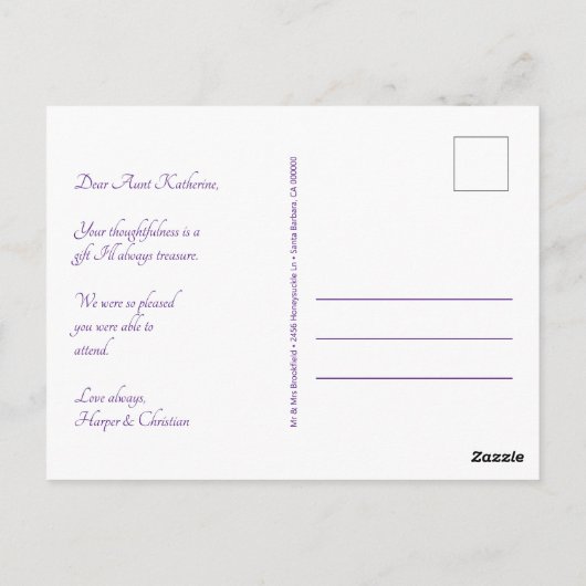  Lavendel Waterverf Bloemen Dank u Briefkaart (Achterkant)