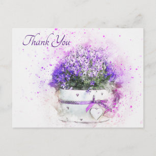  Lavendel Waterverf Bloemen Dank u Briefkaart