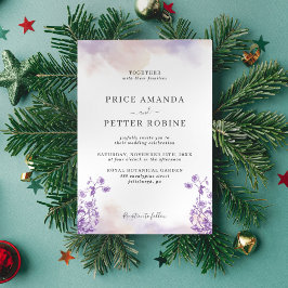 Lavendel Waterverf Bloemen Huwelijksuitnodiging Kaart