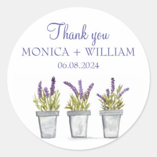 Lavendel waterverf bloemen kruiden rustiek paars ronde sticker