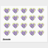 Lavendel Waterverf Bloemen Paars Hart Sticker (Vel)