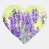 Lavendel Waterverf Bloemen Paars Hart Sticker (Voorkant)