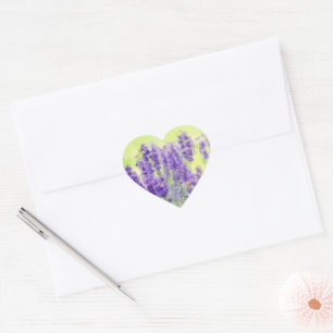 Lavendel Waterverf Bloemen Paars Hart Sticker