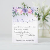 Lavendel Waterverf bloemenbruiloft RSVP Kaartje (Staand voorkant)