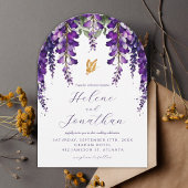 Lavendel Waterverf Bloementuin Elegante bruiloft Kaart