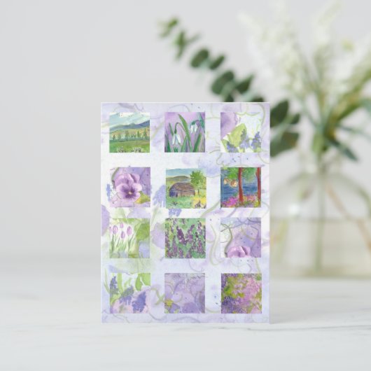 Lavendel Waterverf Bloemenveld Meadow Tulp Briefkaart (Staand voorkant)
