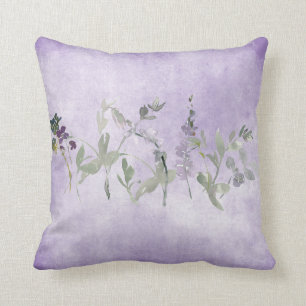Lavendel Waterverf Bloemige Chic Kussen