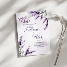 Lavendel Waterverf Bloemige Save the Date
