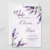 Lavendel Waterverf Bloemige Save the Date Kaart (Voorkant)