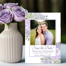 Lavendel Waterverf Boho Chic Bloemen Fotobruiloft Save The Date