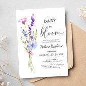 Lavendel Waterverf Boho Wildflower Baby shower Kaart