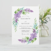Lavendel Waterverf Botanische Bruiloft Kaart (Staand voorkant)