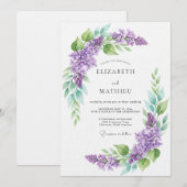 Lavendel Waterverf Botanische Bruiloft Kaart (Voorkant / Achterkant)