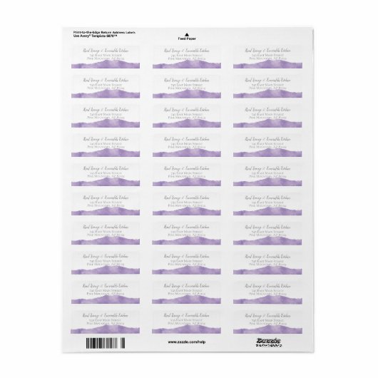 Lavendel Waterverf Bruiloft Adresetiketten Etiket (Full Sheet)