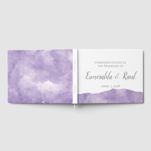 Lavendel Waterverf Bruiloft Gastenboek (Volledig)