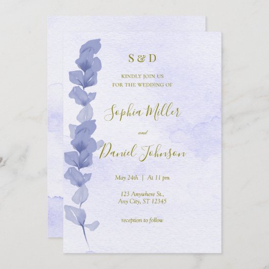 Lavendel Waterverf bruiloft uitnodiging (Voorkant / Achterkant)