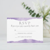 Lavendel Waterverf bruiloft uitnodiging RSVP (Staand voorkant)