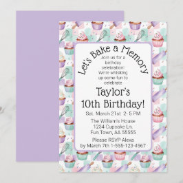 Lavendel Waterverf Cupcake Bakken Verjaardagsfeest Kaart