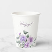 Lavendel Waterverf Floral Baby shower Papieren Bekers (Voorkant)