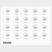 Lavendel Waterverf Floral Modern Bruiloft Ronde Sticker (Vel)