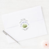 Lavendel Waterverf Floral Modern Bruiloft Ronde Sticker (Envelop)
