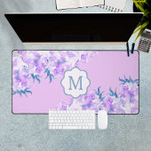 Lavendel Waterverf Flower Custom Monogram Bureaumat
