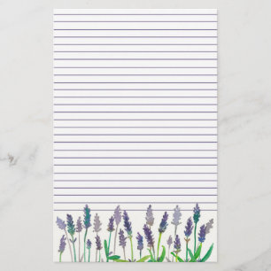 Lavendel Waterverf Flowers Lined Letter Schrijven Briefpapier