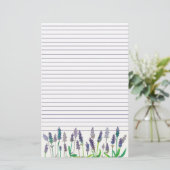 Lavendel Waterverf Flowers Lined Letter Schrijven Briefpapier (Staand voorkant)