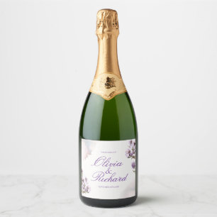 Lavendel Waterverf – Gepersonaliseerde Bloemen  Sparkling Wijnetiket