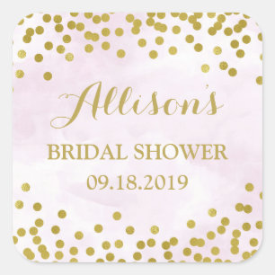 Lavendel Waterverf Goud Confetti Vrijgezellenfeest Vierkante Sticker