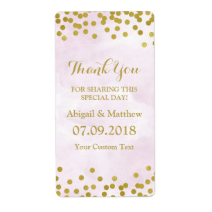 Lavendel Waterverf Gouden Confetti Trouwlabels Etiket