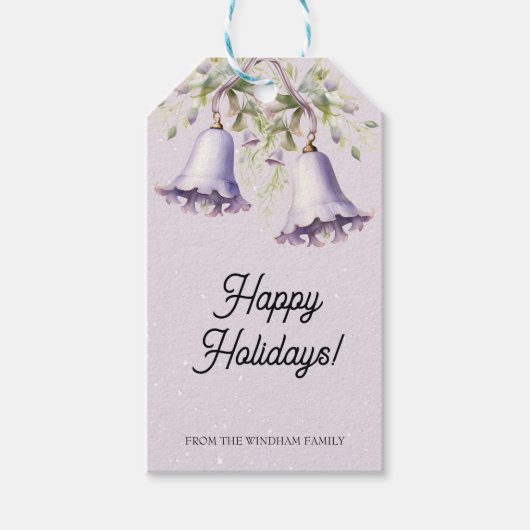 Lavendel Waterverf kerstbel Cadeaulabel (Voorkant)