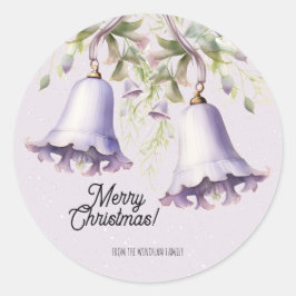 Lavendel Waterverf kerstbel Ronde Sticker