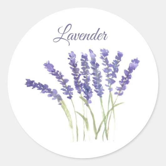 Lavendel Waterverf Kruiden Keuken Paarse Ronde Sticker (Voorkant)