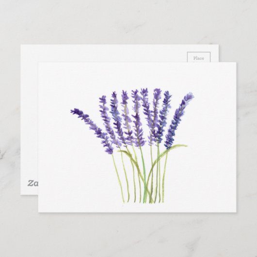 Lavendel Waterverf Paarse Bloemen Rustiek Briefkaart (Voorkant / Achterkant)