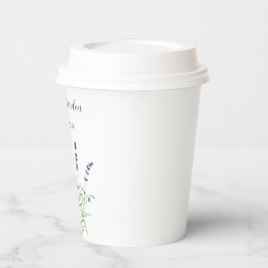 Lavendel Waterverf Paarse bloemenbruiloft Papieren Bekers (Links)