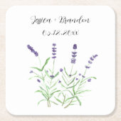 Lavendel Waterverf Paarse Boho Bloemen Bruiloft Kartonnen Onderzetters (Voorkant)