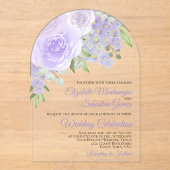 Lavendel Waterverf Rozen Elegant Boog Huwelijk Acryl Uitnodigingen (Voorkant)