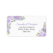 Lavendel Waterverf Rozen Elegant bruiloft adres Etiket (Voorkant)