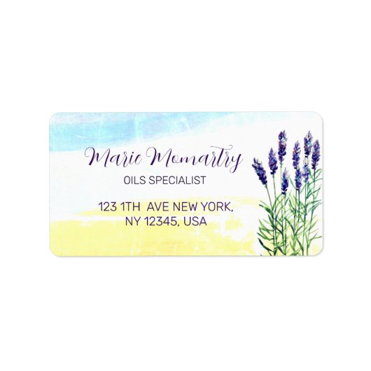 Lavendel waterverf schilderij etiket (Voorkant)