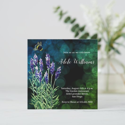 Lavendel waterverf schilderij Uitnodiging (Staand voorkant)