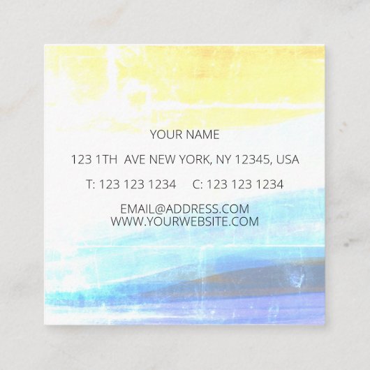 Lavendel waterverf schilderij vierkante visitekaartje (Achterkant)