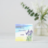 Lavendel waterverf schilderij vierkante visitekaartje (Staand voorkant)