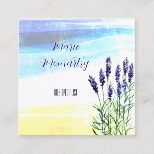 Lavendel waterverf schilderij vierkante visitekaartje (Voorkant)